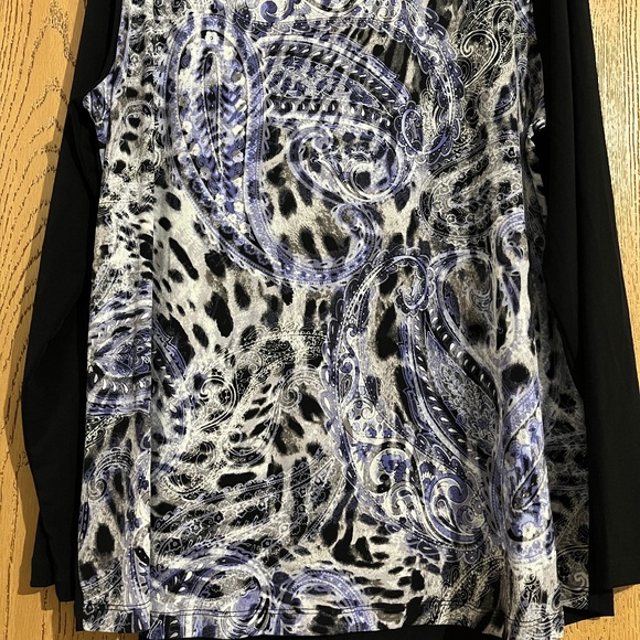 Chico’s Women’s Purple Multi Paisley Pattern Print Long Sleeve Shirt Sz-XL - Picture 3 of 6